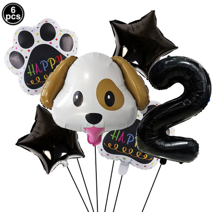 Dog Theme Party Digital Balloon Dog Head Dog Paw and Pink Dog Bone Shaped Foil Balloon Baby Shower Kids Birthday Pets Decoration
