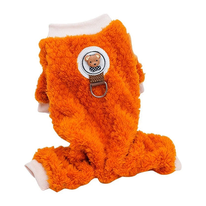 Dog Pajamas Winter Plush Onesie, Warm Puppy Jumpsuit Cozy Costume for Cats Small Dogs Rabbit Guinea Pig Hamster Clothes