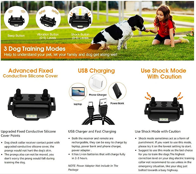 the POWERPET COMMAND PRO - VIP Electric Dog Training Collar, Waterproof Dog Bark Collar, Pet with Remote Control Rechargeable Anti-Barking Device Equipment