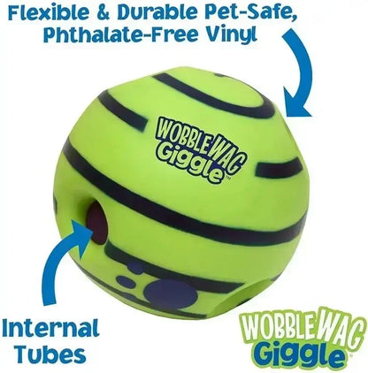 Pet Dog Toy Ball Wobble Wag Giggle Sound-Emitting Glow Ball Interactive Dog Toy Funny Indoor or Outdoor Play Agility Training