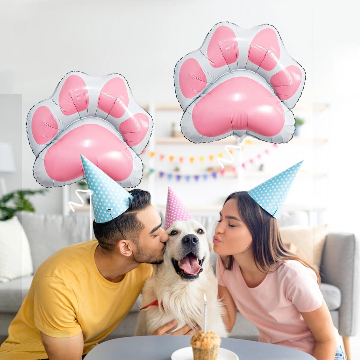 2pcs Animal Let's Pawty Pink Dog Paw Aluminum Film Balloon Cute Animal Birthday Party Baby Party Decoration Supplies