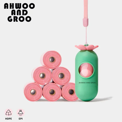 the PINK PETAL POOP BAGS - Pet Poop Scooper Bag, Portable Pet Waste Bags, Matching Pink Flower Dog Garbage Holder Dispensers, Cleaning Supplies Accessories