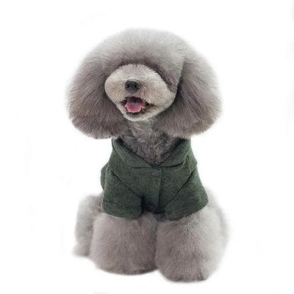 Cute Fleece Pet Clothes Fish Bone Pattern Warm Dog Hoodie Sweater Autumn Winter Dog Vest Button Dogs Short Sleeve Jacket Vest