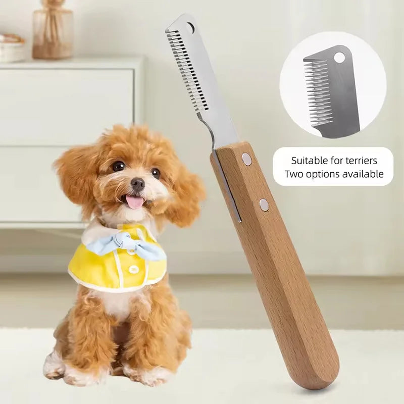 Professional Grooming Dog Comb Stainless Steel Wooden Handle Stripping Knife Pet Hair Remover Pluck Excess Undercoat accessories