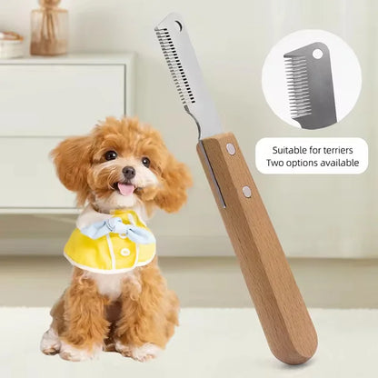 Professional Grooming Dog Comb Stainless Steel Wooden Handle Stripping Knife Pet Hair Remover Pluck Excess Undercoat accessories