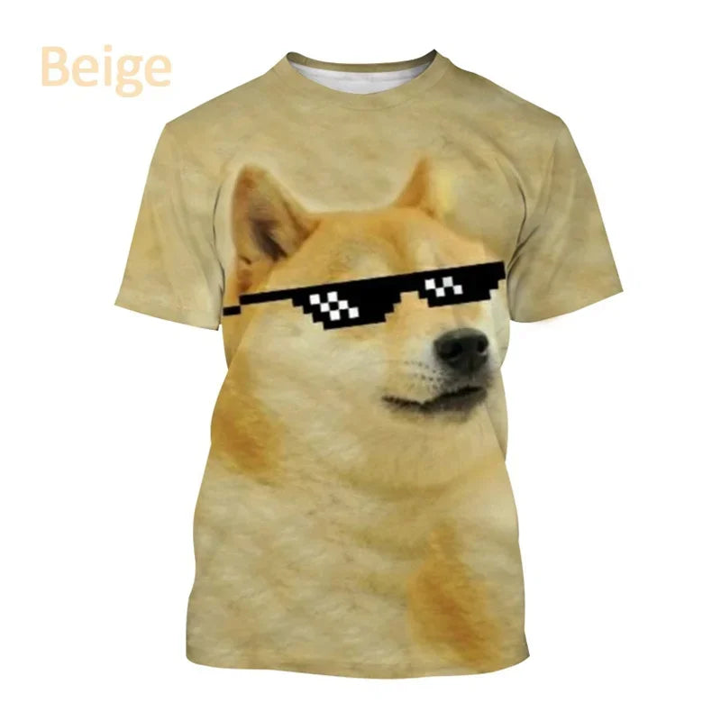 the GALAXY SPACE DOGS - Astronaut Dog Dogecoin Graphic T-Shirt for Men, Clothing Fashion Meme Cheems Fan T-Shirt, Casual 3D Shiba Inu Printing Tee Tops