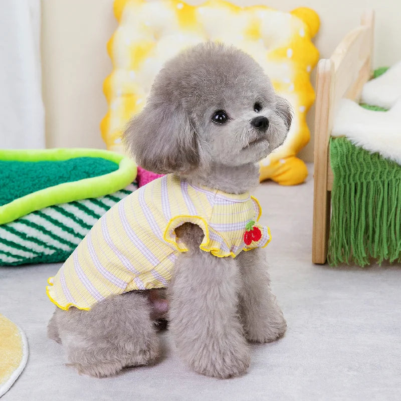 Pet Summer Vest for Dog Clothes Puppy Comfortable Doggy Clothing Vestidos for Small Medium Dogs Thin T Shirt With Strawberry