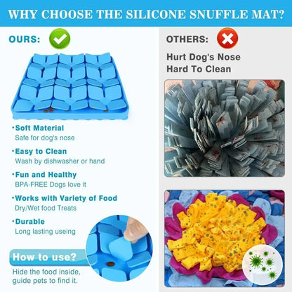Dog Food Slow Feeder Sniff Mat with Suction Cup for Train Your Dog's Senses Anti-choking Silicone Snuffle Mats Pet Accessories