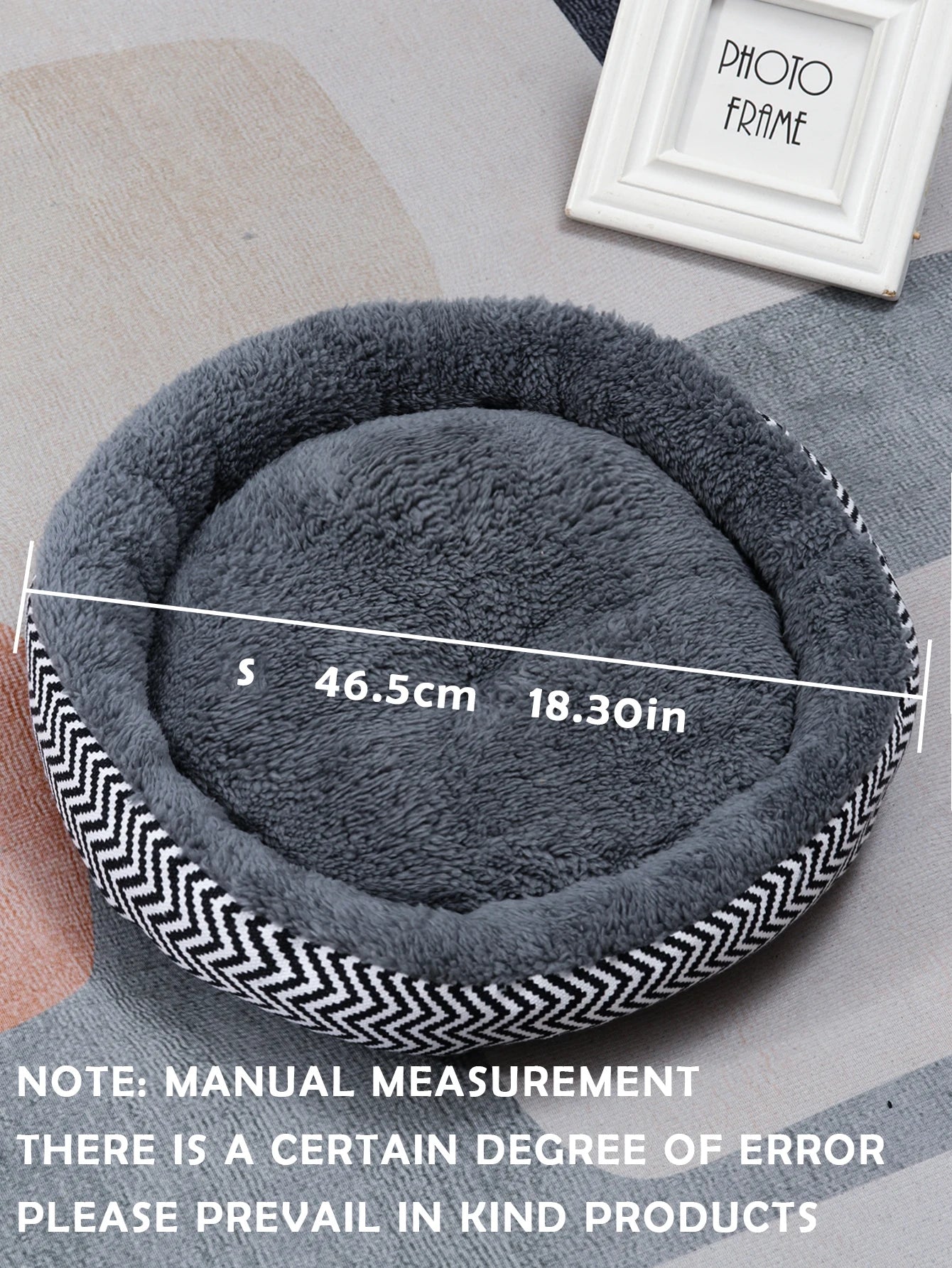 Winter Round Warm Dog Sofa Bed Pets Supplies Canvas Stripe Mat Plush Cats Nest Mat Dog Basket Pet Soft Cushion Machine Washable