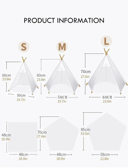 Pet Teepee Tent for Cats and Dogs Portable Removable Washable Dog House Indoor Puppies House with Cushion and Blackboard Cat Bed