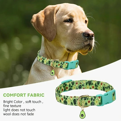 the TUTTIFRUTTI PAWS COLLAR - 1PCS Fruit Print Polyester Dog Collar Set with Adjustable Buckles and Zinc Alloy Rings, Stylish and Durable, Machine Washable