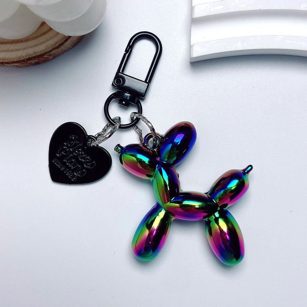 Cute Acrylic Cartoon Balloon Dog Keychains for Women Y2k Bag Pendant Couple Car Key Chains Jewelry Gift Decoration Accessories