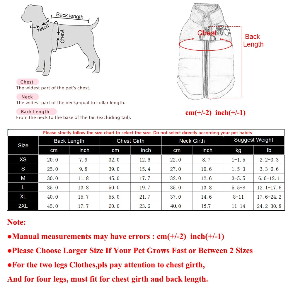 Warm Winter Pet Clothes Windproof Dog Jacket Coat For Small Big Dogs Labrador Costume French Bulldog Golden Retriever Outfits