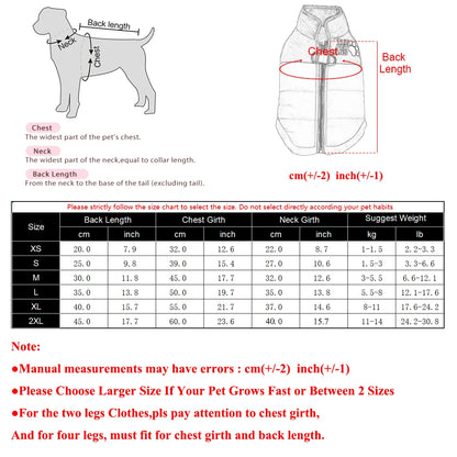 Warm Winter Pet Clothes Windproof Dog Jacket Coat For Small Big Dogs Labrador Costume French Bulldog Golden Retriever Outfits