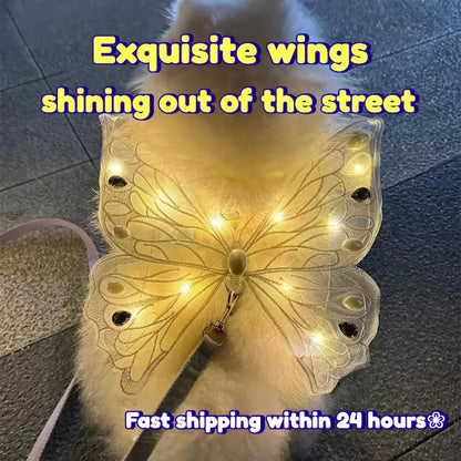 Dog wings glowing butterfly back decoration puppy summer clothes chest back decoration small dog Pomeranian Teddy Bigbear