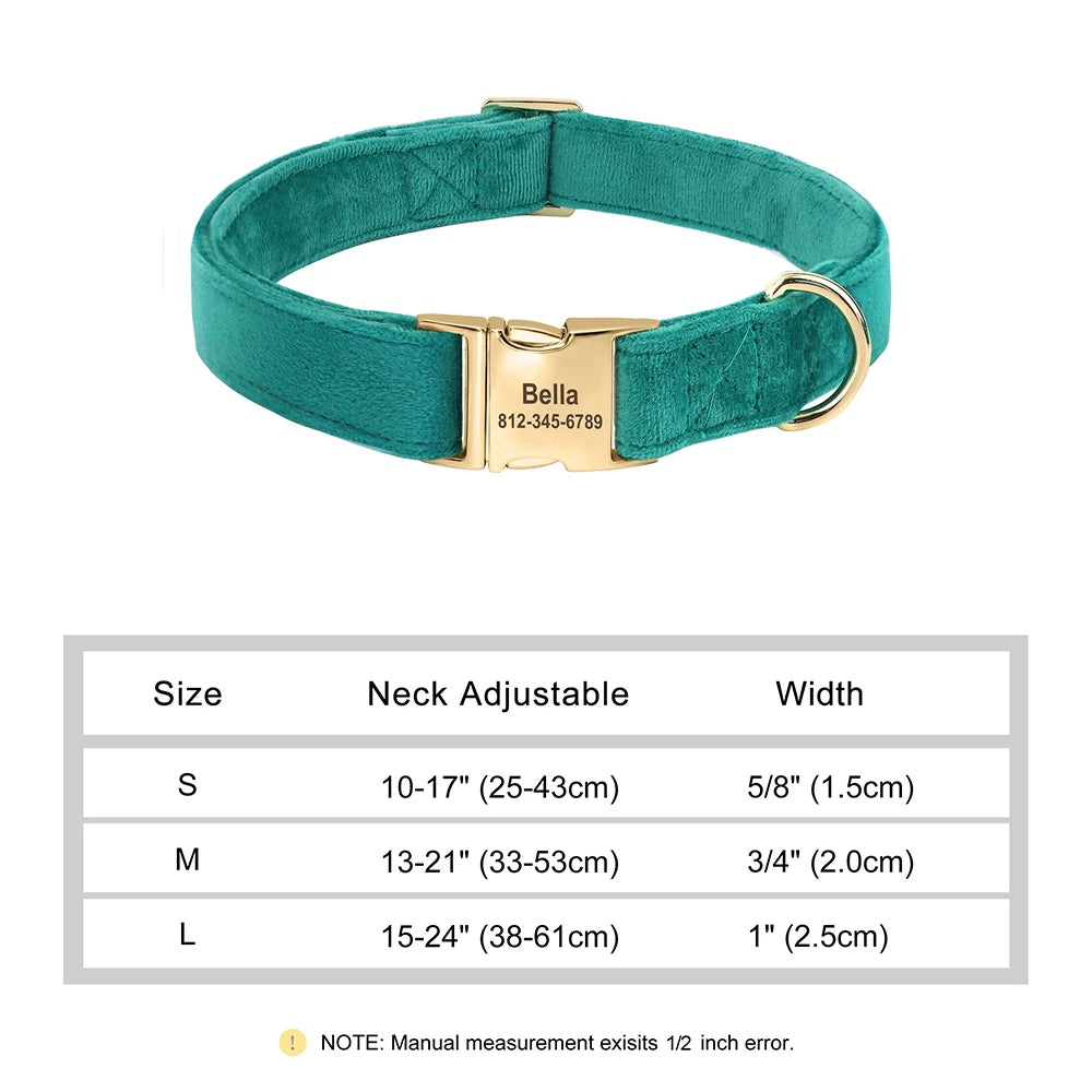 the COZY CREST PERSONALIZED COLLAR - Custom Dog Collar, Soft Velvet Dog Collars, Winter Personalized Pet ID Tag Plush Necklace for Small to Large Dogs, Pug, Free Engraving