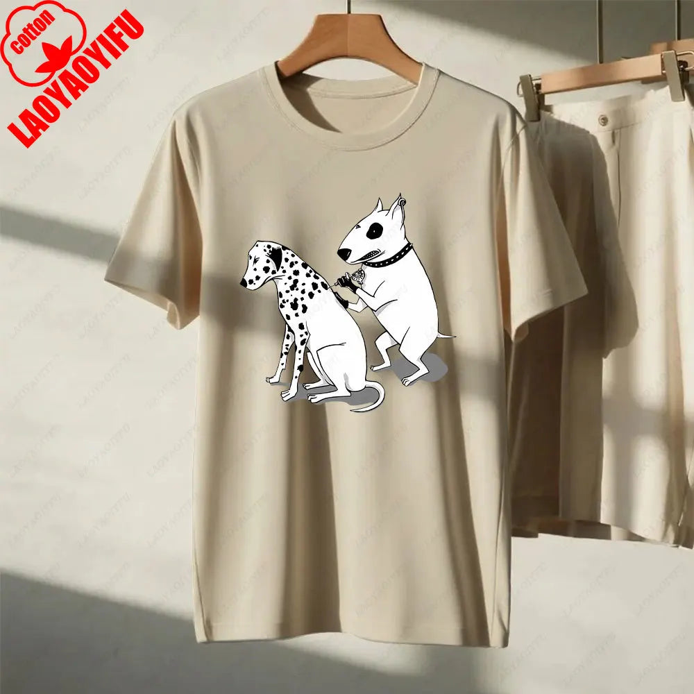the SPOT STEALER - Funny Dalmatian Spot Tattoo Dog Shirt, Quirky Bull Terrier Tattoo Design Tee, Humorous Pet Lover Gift T-Shirt, Men/Women Summer Tops