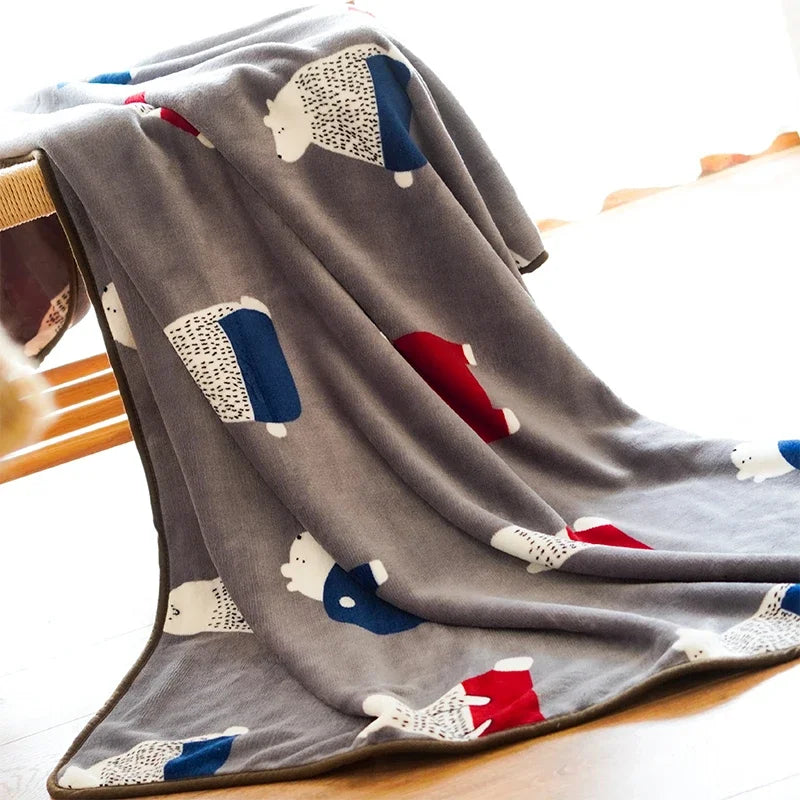 100x75cm Warm Pet Beds Cover Mat Thickened Coral Fleece Dog Blanket Soft BullDog Printed Quilt  Pet Sleeping Blanket Pet Mat