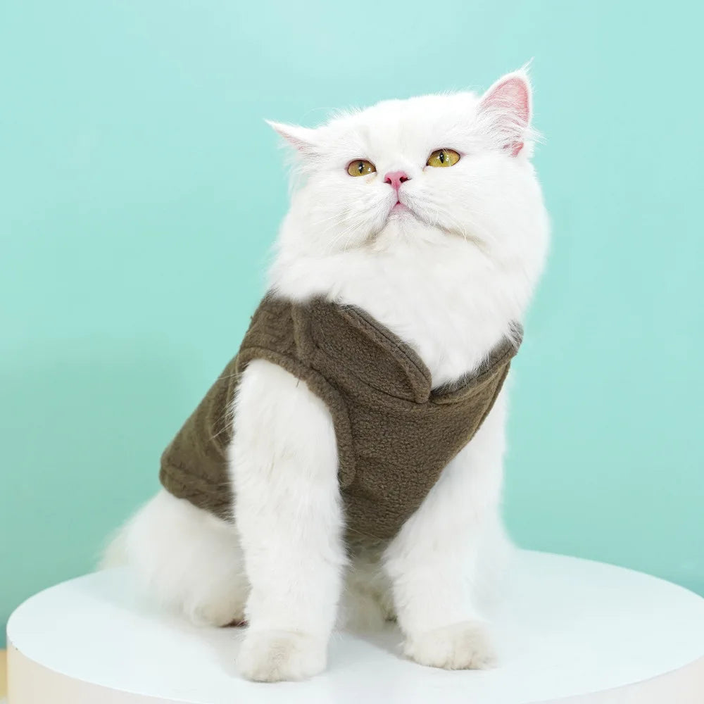 Pet Fleece Vest with Soft and Warm Fleece Sleeveless Design Unconstrained Forelimbs Autumn and Winter Warm Pet Clothing