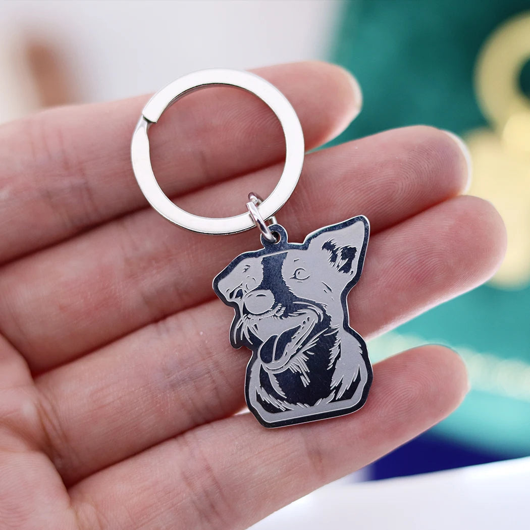 Stainless Steel Charms French Bulldog Dog Men's Trendy Punk Keychain for Women Men Jewelry Kids Gifts Key Bag Deco Accessories