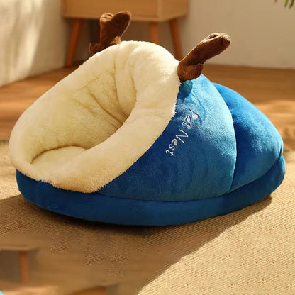 MADDEN Warm Small Dog Kennel Bed Breathable Dog House Cute Slippers Shaped Dog Bed Cat Sleep Bag Foldable Washable Pet House