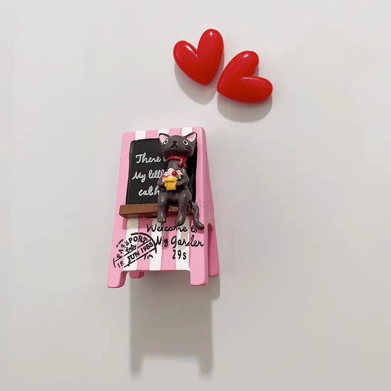 3D Fridge Magnet Puppy Cartoon Cat and Dog Refrigerator Stickers  Anti-theft Entrance Door Decorative Magnetic Creative Message