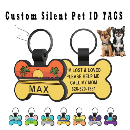 Personalized Bone Silicone Dog Tag Engraved Custom Pet Tags With Name Phone Number Soundless Pet ID Card Anti-Loss Pet Accessory