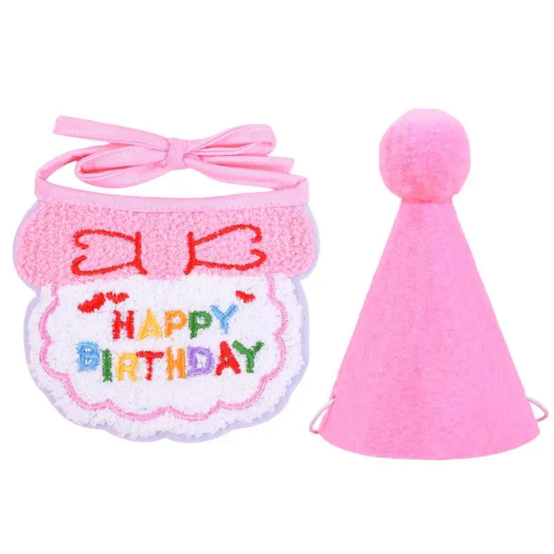 Cute Pet Cat Dog Birthday Scarf Hat Set Cat Birthday Party Supplies For Small Medium Pets Pet Scarf Birthday Hat Accessories
