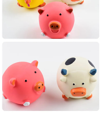 Animals Design Durable Dog Chew Toys Pigs, cows, chickens, Tough Squeaky Dog Grinding Teeth Toys,Pet latex to clean teeth toys