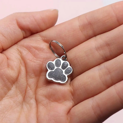 Cat Dog Paw Print Dog Cat Tags Personalized Anti-Lost Pet Glitter Pendant Exquisite with Hook Pet Collar Tag Pendant Kitten