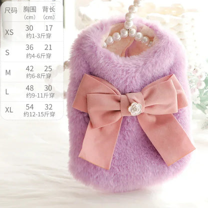 the PRINCESS PUPPY - Dog/Cat Princess Cotton Clothes, Elegant Luxury Fur Winter Overcoat for Small Dog/Cat, Clothes Bowknot Chihuahua