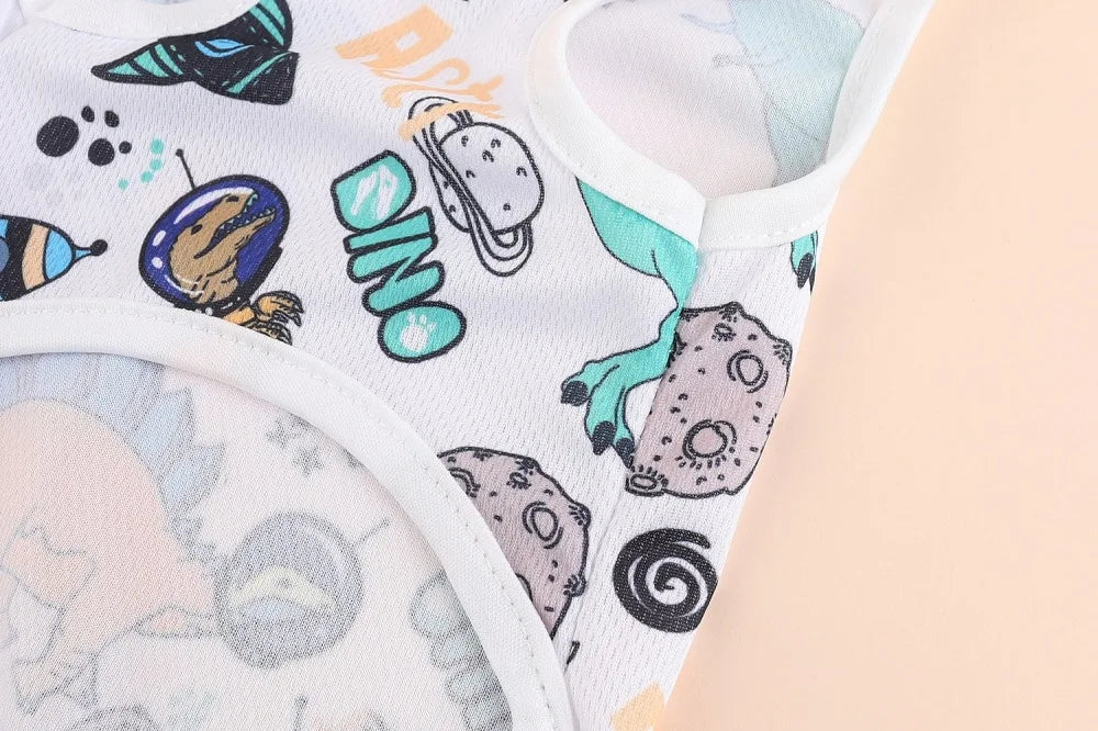 Cute Summer Pet Dog Cooling Vest Cartoon Soft Clothing Summer Casual Shirts Small Medium Large Dogs Puppy French Bulldog Clothes