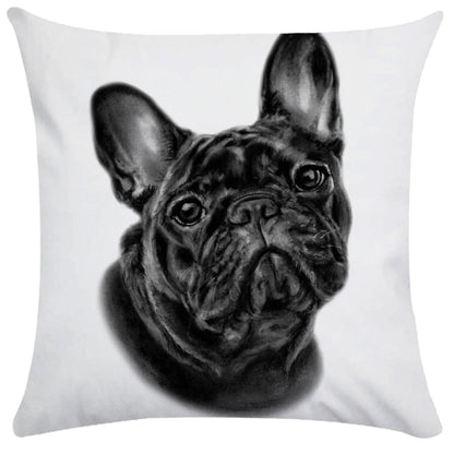 French Bulldog Dog Cushion Covers Dog Painting Pillowcase Decorative Pillow Covers Bedroom Sofa Home Decoration 45X45cm Car Seat