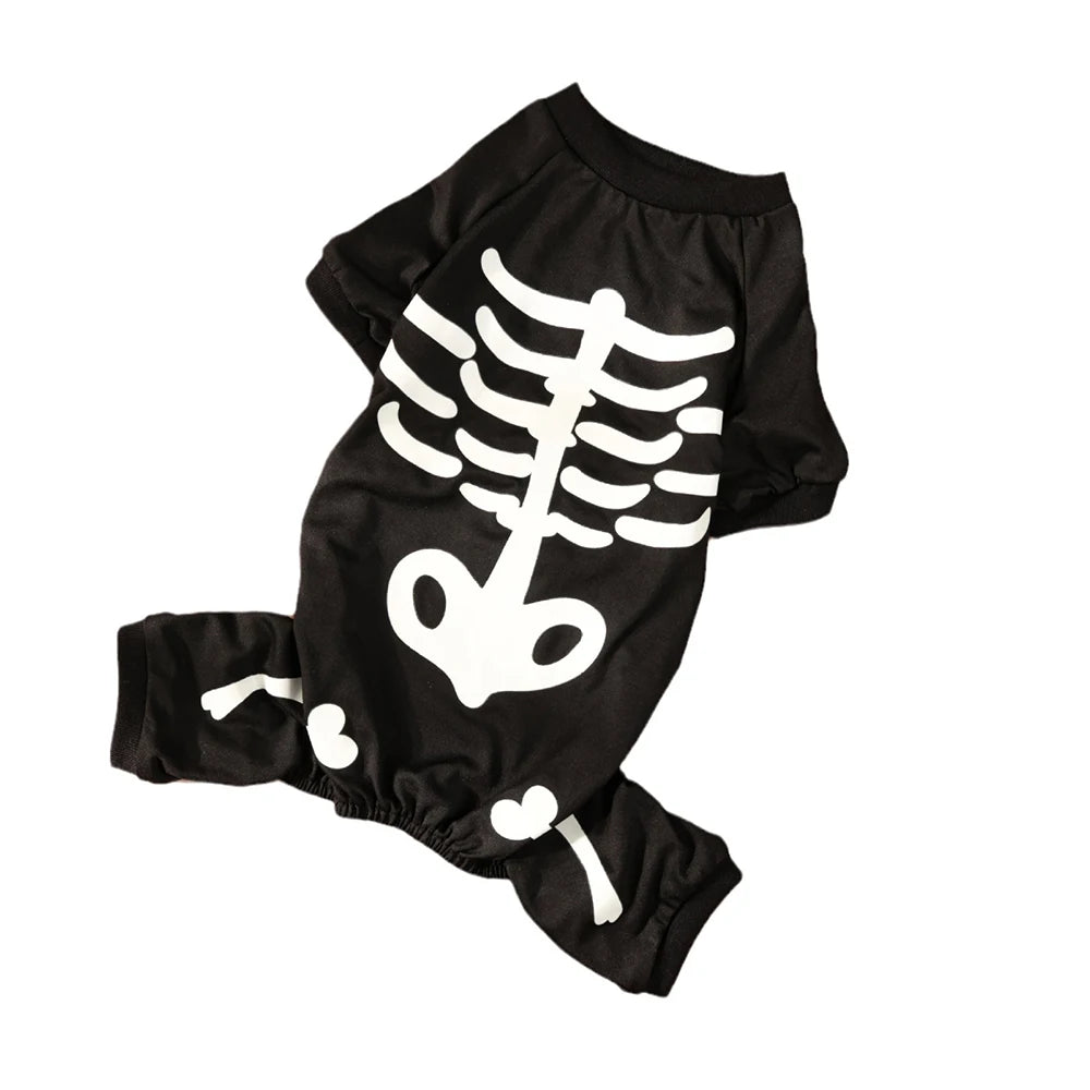 Luminous Halloween Pet Dog Clothes Skeleton Cosplay Dog Cat Sweatshirt Pet Dress Up Jumpsuits Cute Four Legged Puppy Coat