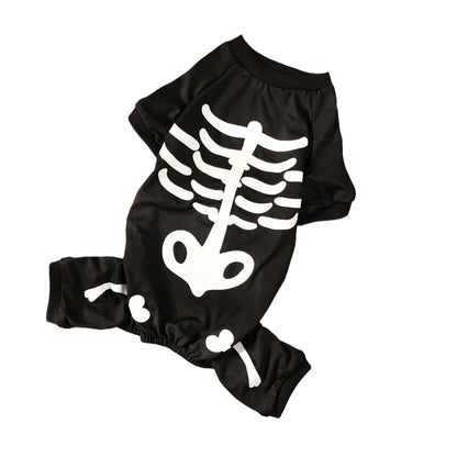 Luminous Halloween Pet Dog Clothes Skeleton Cosplay Dog Cat Sweatshirt Pet Dress Up Jumpsuits Cute Four Legged Puppy Coat