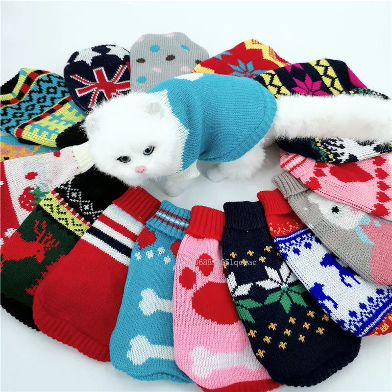 the PAWFROST COZY KNIT PET SWEATER - Small Cat/Dog Sweater/Pullover, Winter Dog Clothes for Small Dogs, Chihuahua/Yorkies Puppy Jacket, Pet Clothing Christmas