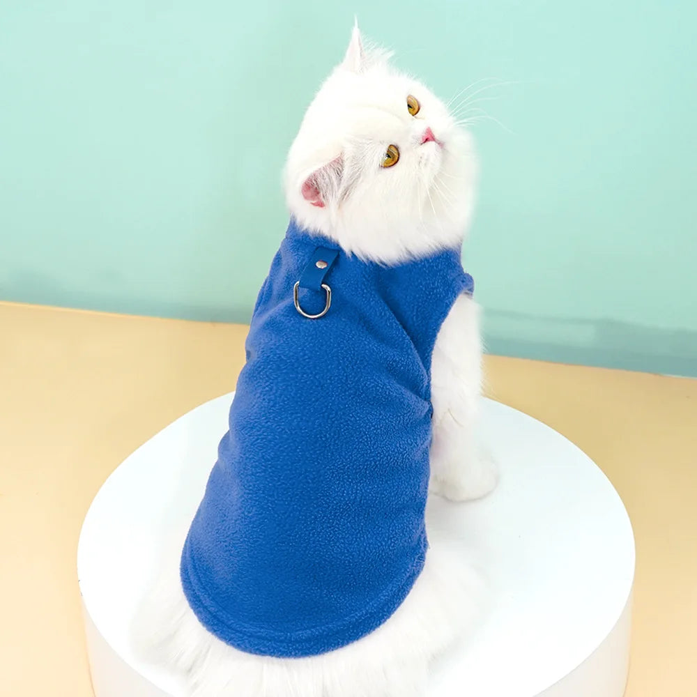 Pet Fleece Vest with Soft and Warm Fleece Sleeveless Design Unconstrained Forelimbs Autumn and Winter Warm Pet Clothing