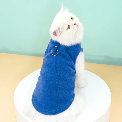 Pet Fleece Vest with Soft and Warm Fleece Sleeveless Design Unconstrained Forelimbs Autumn and Winter Warm Pet Clothing