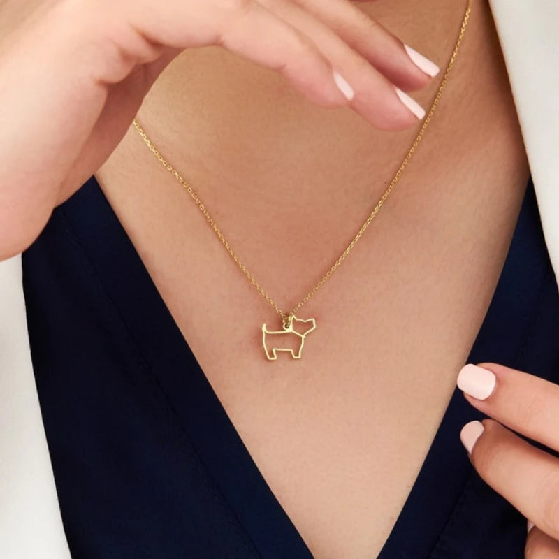 Tiny Dog Pendant Necklaces Stainless Steel Necklaces Chain Necklace for Women Children Gift Jewelry Fashion Necklace