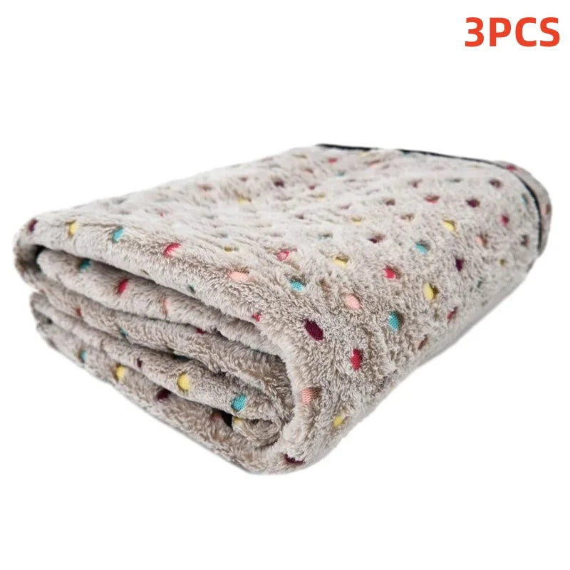 3PCS Soft Fluffy Pet Blanket Cute Dot Pattern Cozy Warm Blanket Cat Dogs Bed Small Large Dogs Mat Cover Pet Supplies Dog clothes