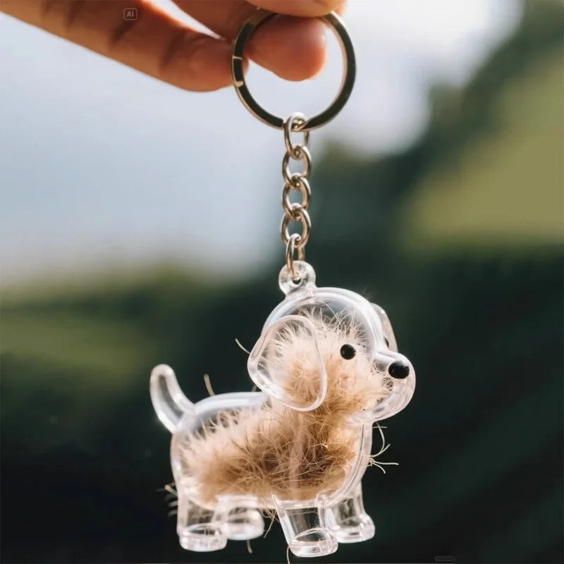 Dog Hair Storage Cute Pendant Keychain Bag Pendant Couple Car Key Chains Jewelry Souvenir Collection Gift Decoration Accessories