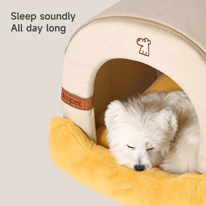 HOOPET Enclosed Dog Bed for Anxiety, Self Warming Calming Pet Tent with Removable Plush Mat, Washable Large Indoor House