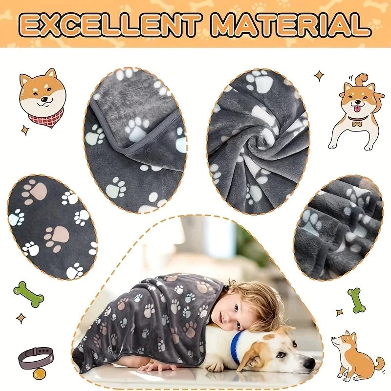 Thickened Soft Flannel Fleece Cat Dog Blanket Bed Mats Paw Foot Print Warm Pet Blanket Sleeping Beds Cover Mat For Pets Supplies