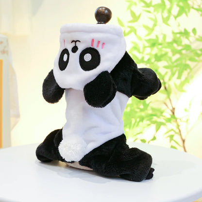 Dog Clothes Autumn And Winter Thick Warm Hat Panda Quadruped Coat Windproof Pet Clothes Suitable For Small And Medium-sized Dogs