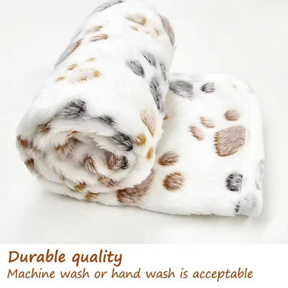 Cute Flannel Pet Blanket Cartoon Dog Paw Print Blanket Pet Mat for Cats and Dogs Warm and Comfortable Blanket for Puppy Kitten