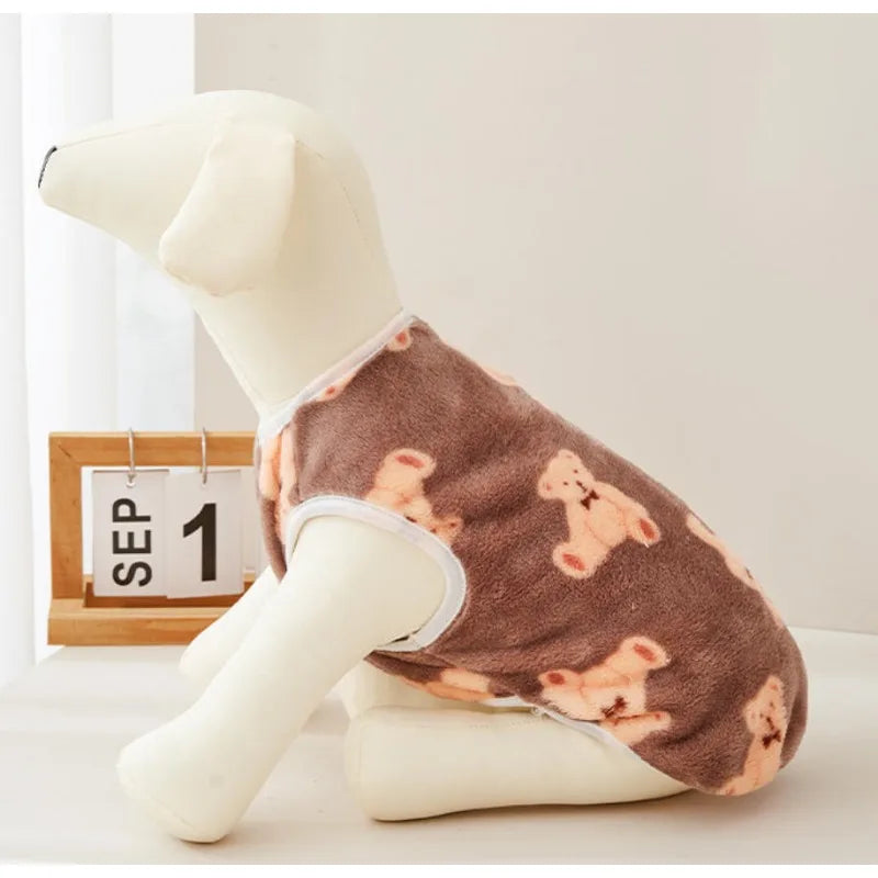 Flannel Dog Clothes Pet Clothes for Small Medium Dogs Soft Puppy Vest Cute Paw Print Chihuahua Coat Yorkshire Vest Pet Costume