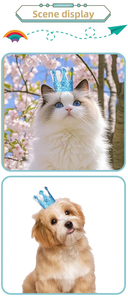 Pet Birthday Hat Glitter Bronzing Dog Crown Birthday Party Cat Dress Up Hat Photo Props