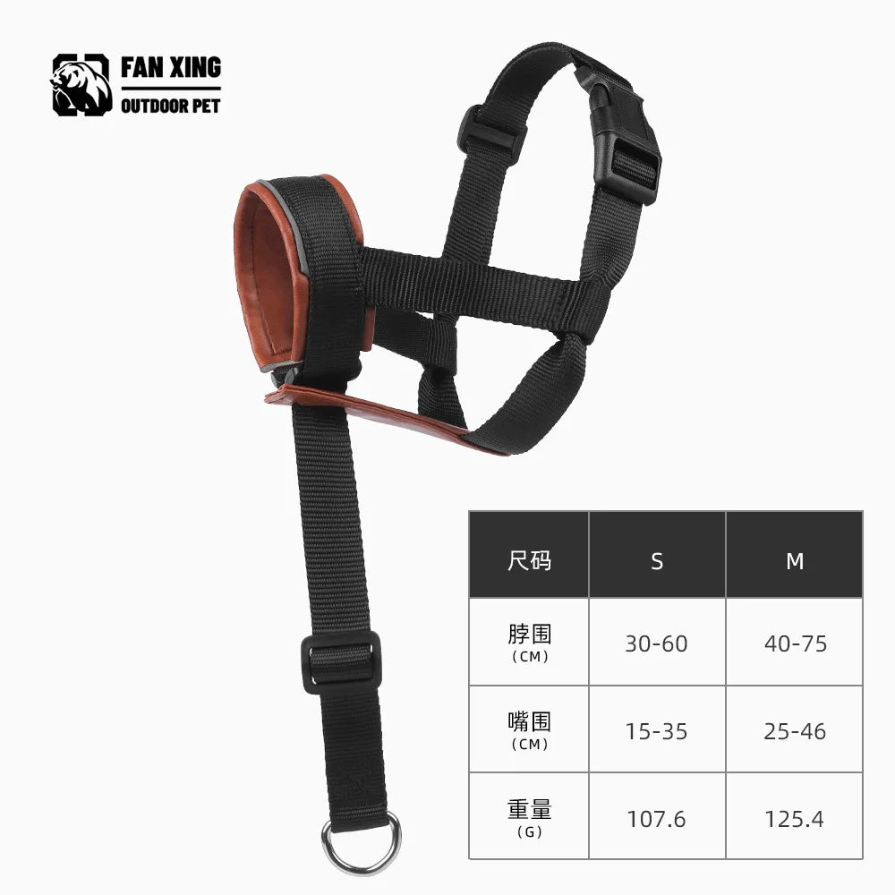 the MUZZLE STRAP - Dog Muzzle for Large/Medium Dogs – Anti-Bite, Anti-Bark Adjustable Pet Mouth Mask with Leash Loop, Training Walking Nylon Muzzle