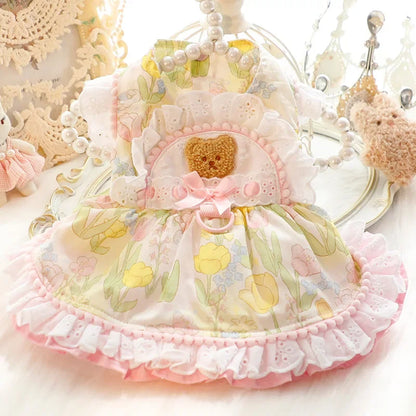 Thin Cat Princess Dress Milk Bear Fructose Lolita Small Dog Teddy Pet Clothes Spring and Summer