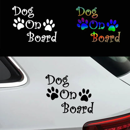 Dog On Board Dog Footprints PVC Decorative Stickers Vinyl Film Cute Funny Decal For Car Body Bumper Rear Window Auto Accessories
